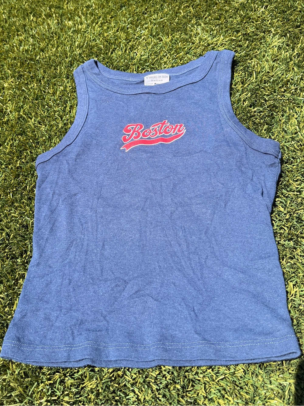 Kids Blue 'Boston' Graphic Tank Top
